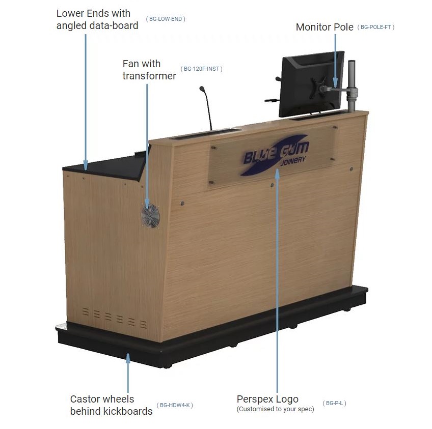 Options available to order with your A-Series Single bay lectern.